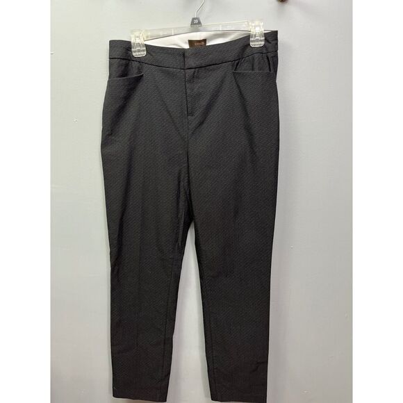 CROSBY‎ Cropped pants womens size 8 black patterned Textured - Picture 1 of 10